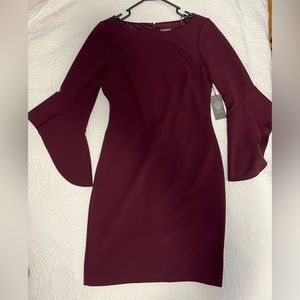 Vince Camuto Burgundy dress with flared sleeves size 10